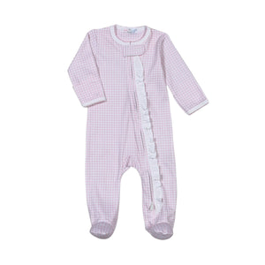 Pink Gingham Zipper Footie