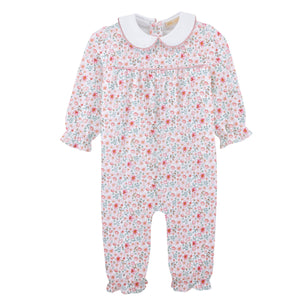 Blushy Buttons Printed Pima Playsuit w/ Round Collar
