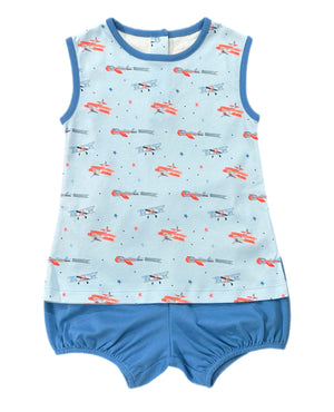 Airplane Knit Sleeveless Rory Diaper Set