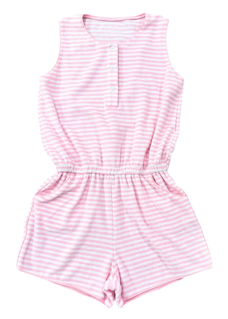 Pink Stripe Terrycloth Romper