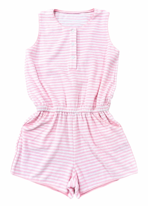 Pink Stripe Terrycloth Romper