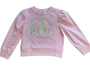 Lily Christmas Pastel Pink Sequin Top