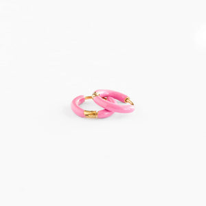 Pink Enamel Hoop Earring