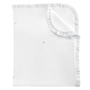 Sweet Roses All-Over Emb Pima Ruffled Receiving Blanket