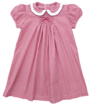 Red Gingham Bow Sage Smocked Dress (Toddler)