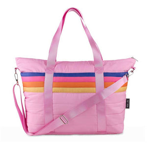 Retro Stripe Puffer Tote Bag