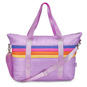 Retro Stripe Puffer Tote Bag