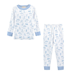 Barking Bliss Blue Printed Kid Set (Toddler)
