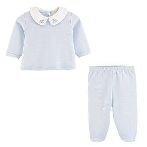 Light Blue Rocking Horse Pima Jacquard Top & Pant Set
