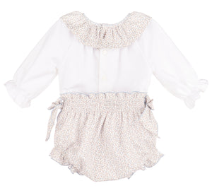 Blue & Khaki Blooms Floral 2pc Dress Set