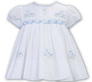 White with Blue Embroidery Dress (Toddler)