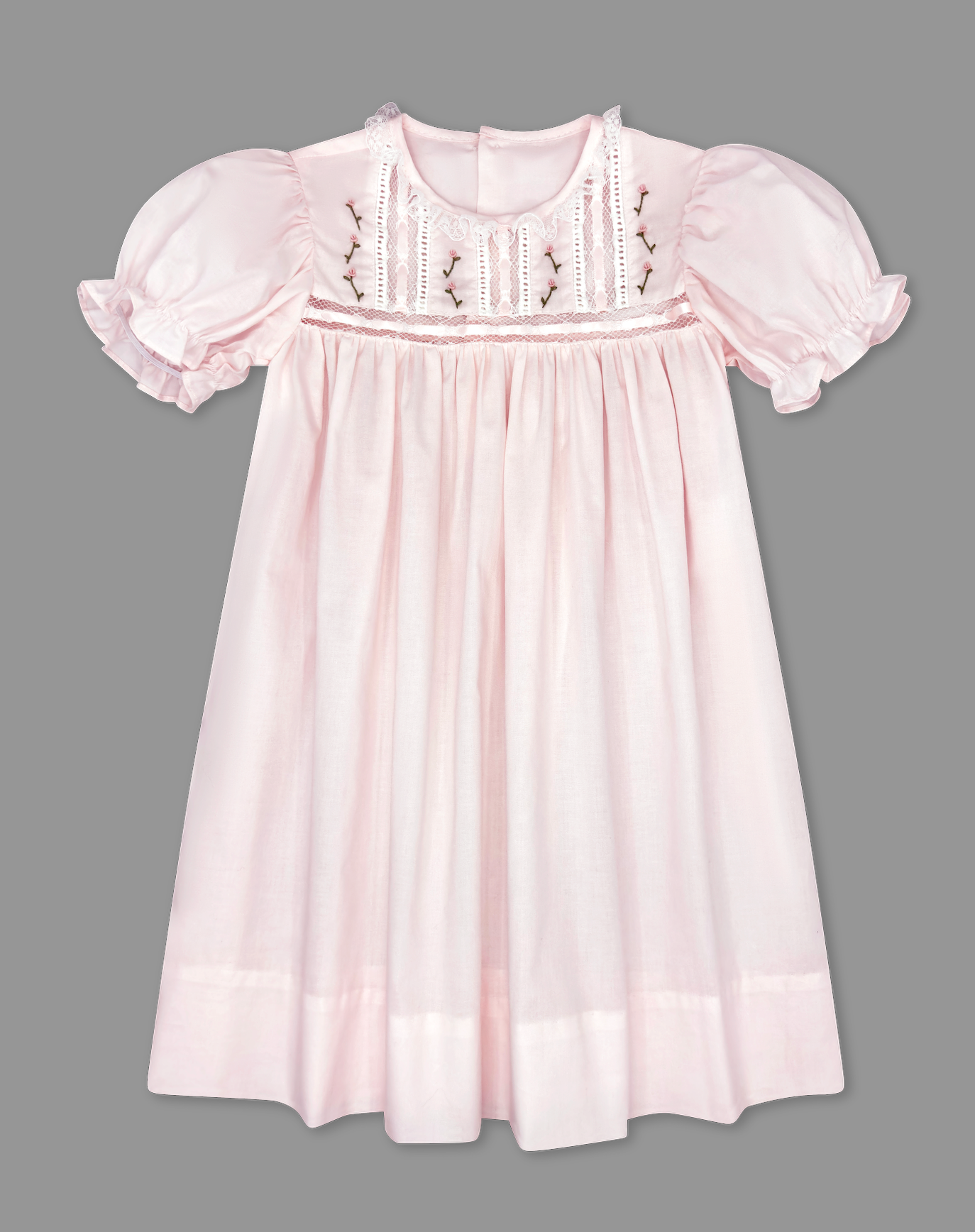 *PRE-ORDER* Elizabeth Dress - Pink Batiste with Rose Embroidery (Kid)