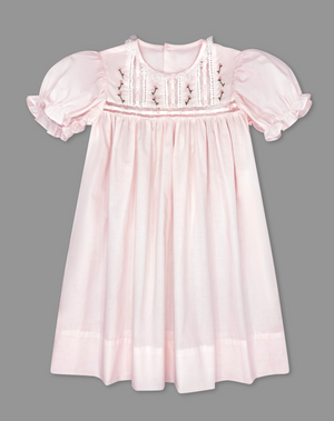 *PRE-ORDER* Elizabeth Dress - Pink Batiste with Rose Embroidery (Toddler)