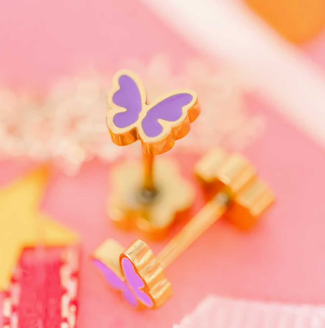 Tiny Purple Butterfly Earrings