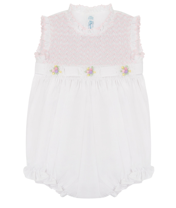 White/Pink Sleeveless Secret Garden Romper