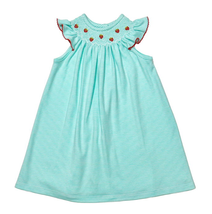 Mint Bitty Knit Strawberry Bishop Dress