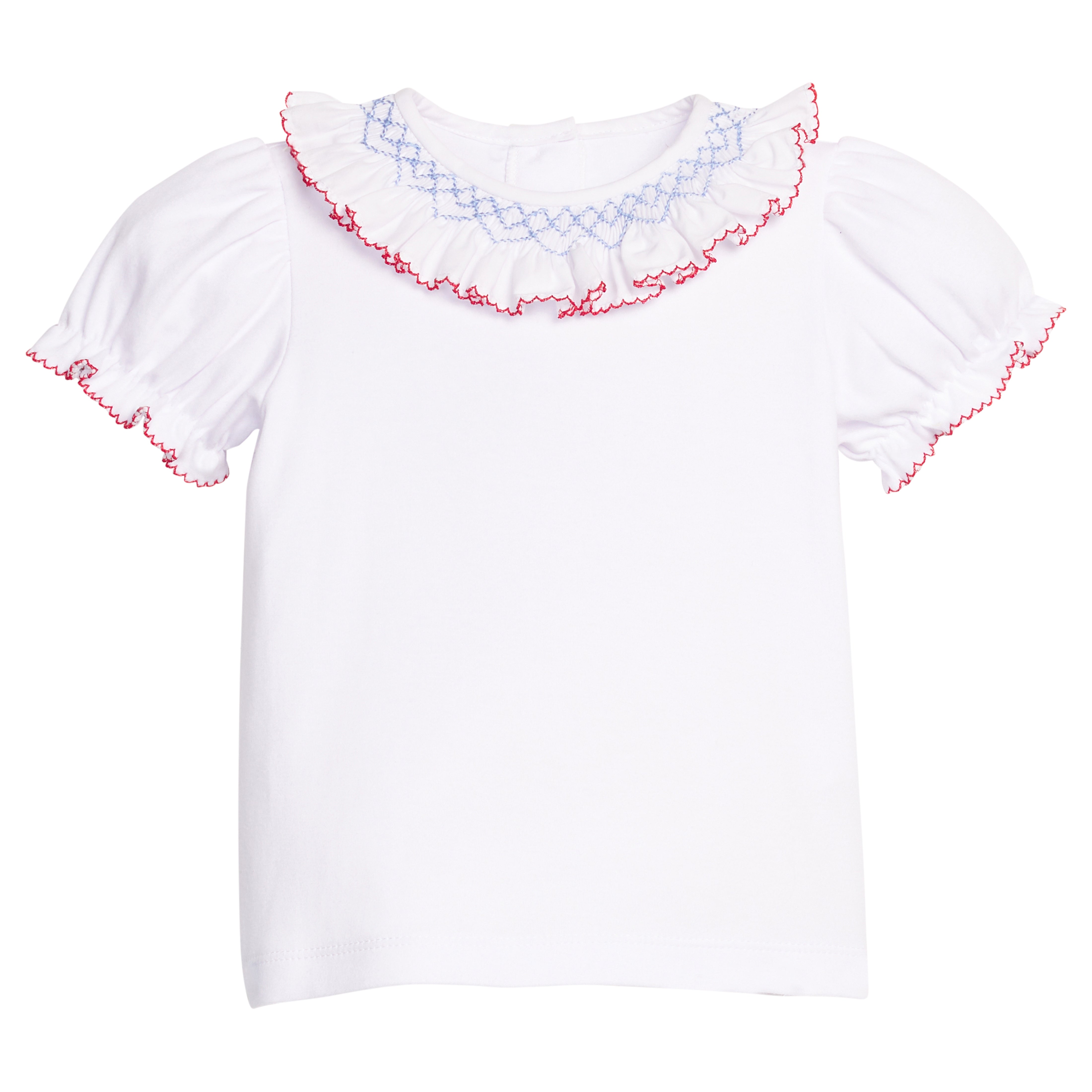Blue/Red SS Smocked Madeline Blouse