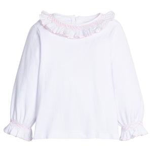 White w/ Light Pink Smocked Madeline Blouse