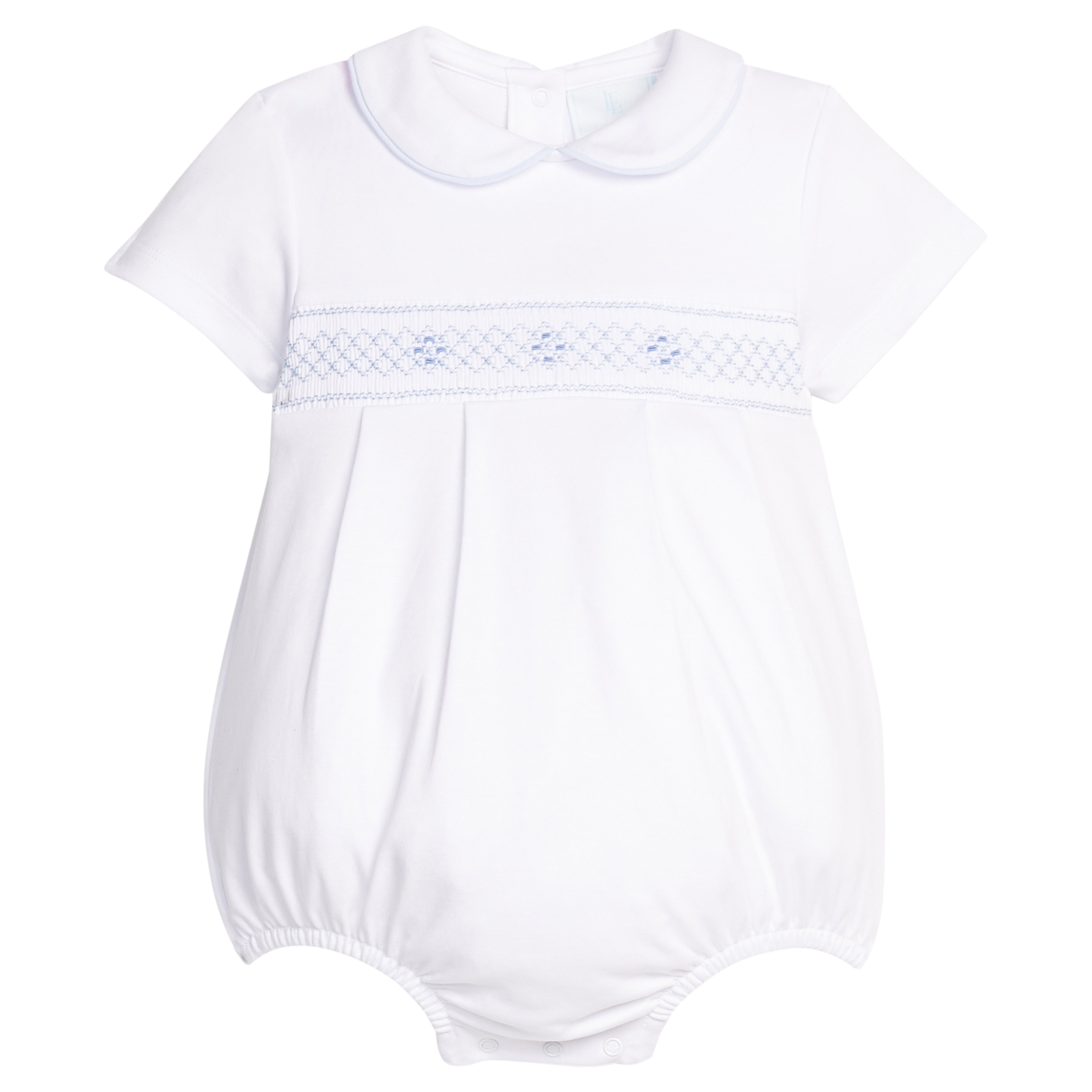 Blue Geo Smocked Peter Pan Bubble