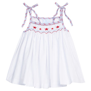 Stars Smocked Tie Shoulder Tank