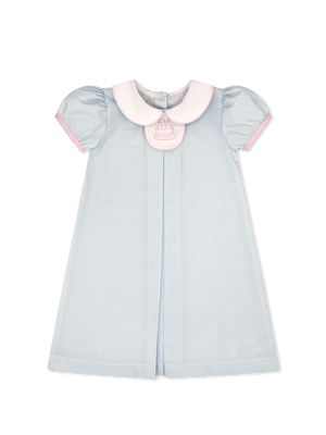 Timeless Tab Dress - Baby Blue Minigingham (Kid)