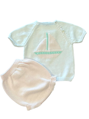 Sailboat Sweater Diaper Set- Pink (Baby)