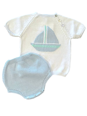 Sailboat Sweater Diaper Set-Blue (Infant)