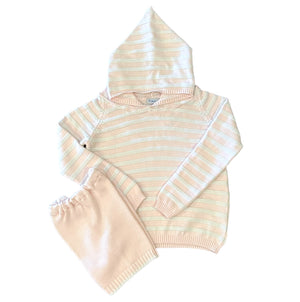 Striped Sweater with Hood & Shorts-Pink (Kid)