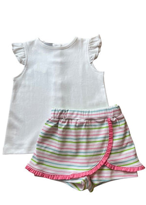 Butterfly Sleeve Multi Stripe Skort Set