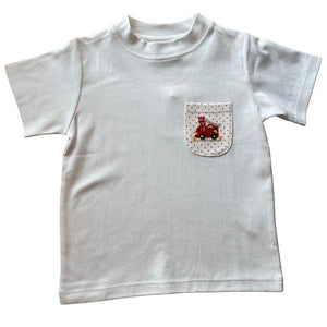 White w/ Red Dot Mini Dogs To The Rescue Pocket Tee