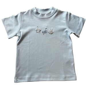 Blue Three Little Boats SS Tee