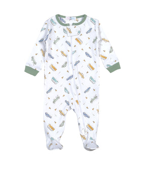 Vintage Cars Pima Zipper Footie (Infant)