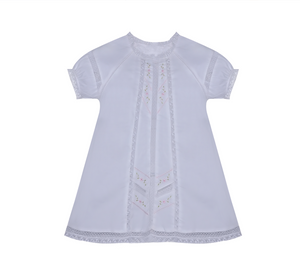 White Amelia Dress w/ Pink Embroidery