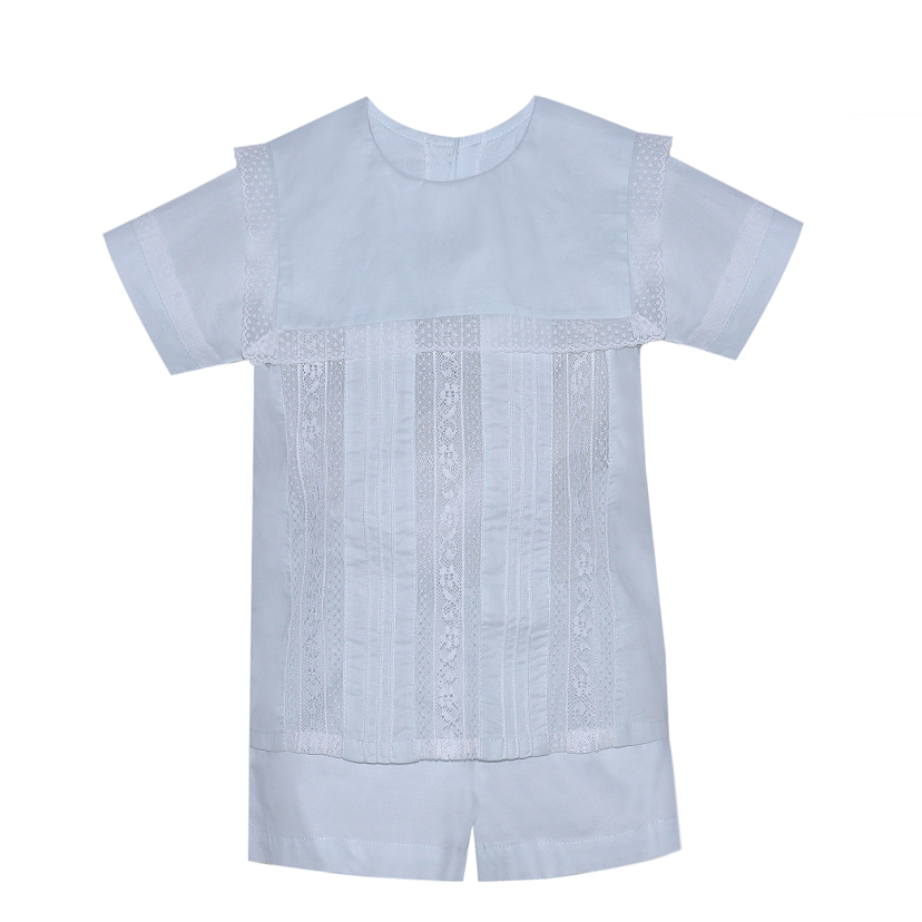 White/Blue Southern Short Set