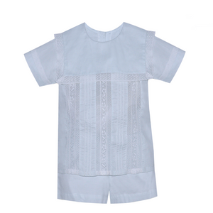 White/Blue Southern Short Set