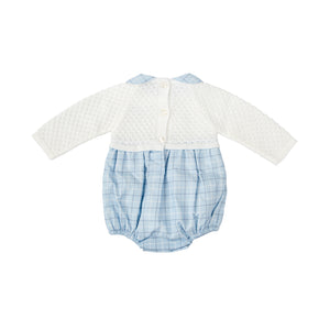 Blue Plaid Sweater Bubble w/ Hat