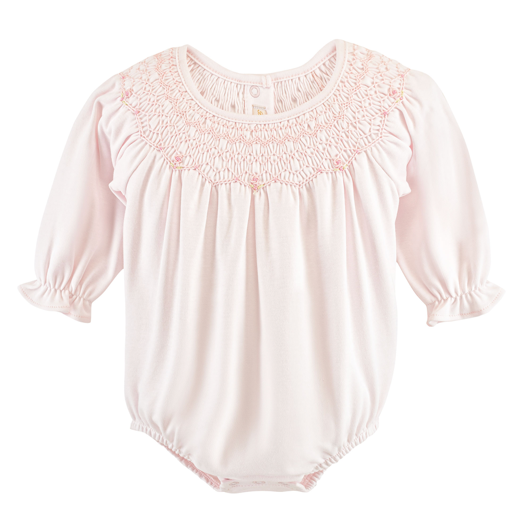 Pink Smocked Bishop Bubble with Embroidery (Baby)