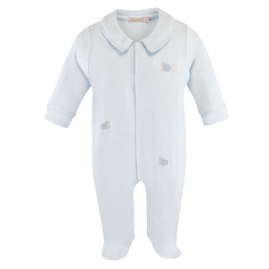 Boy Collared Footie with All Over Embroidery (Infant)