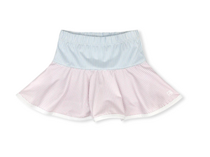 Quinn Skort in Cotton Candy Pink and Purple Ministripe with Blue & White RicRac (Kid)