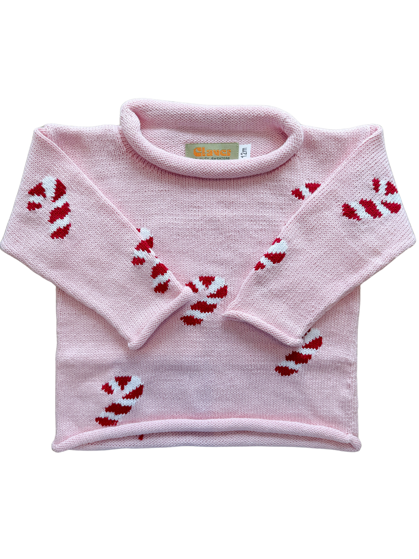 Pink All Over Candy Cane Roll Neck Sweater (Kid)