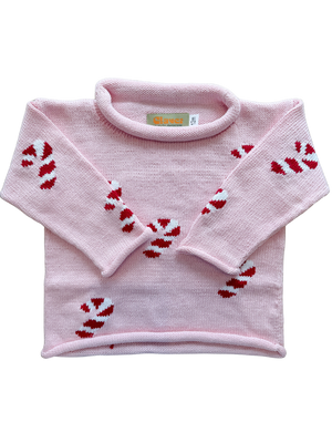 Pink All Over Candy Cane Roll Neck Sweater (Kid)