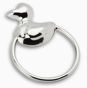 Duck Ring Sterling Silver Baby Rattle