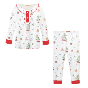 Girl Christmas Tree Printed Kid Set (Toddler)