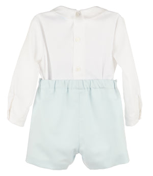 White & Blue Classic Tabs Boy Button On (Toddler)