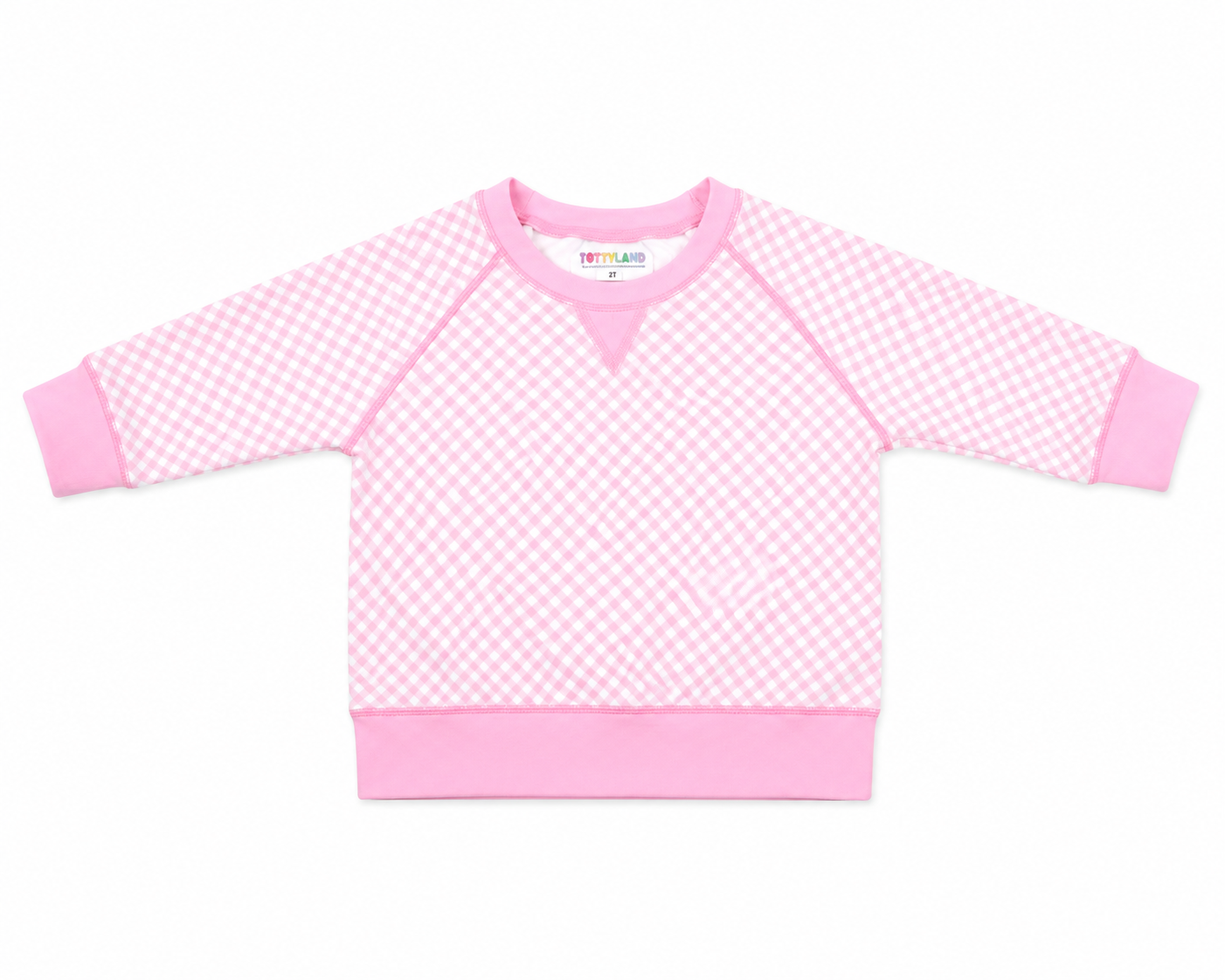 Poppy Pink Gingham Caroline Crewneck
