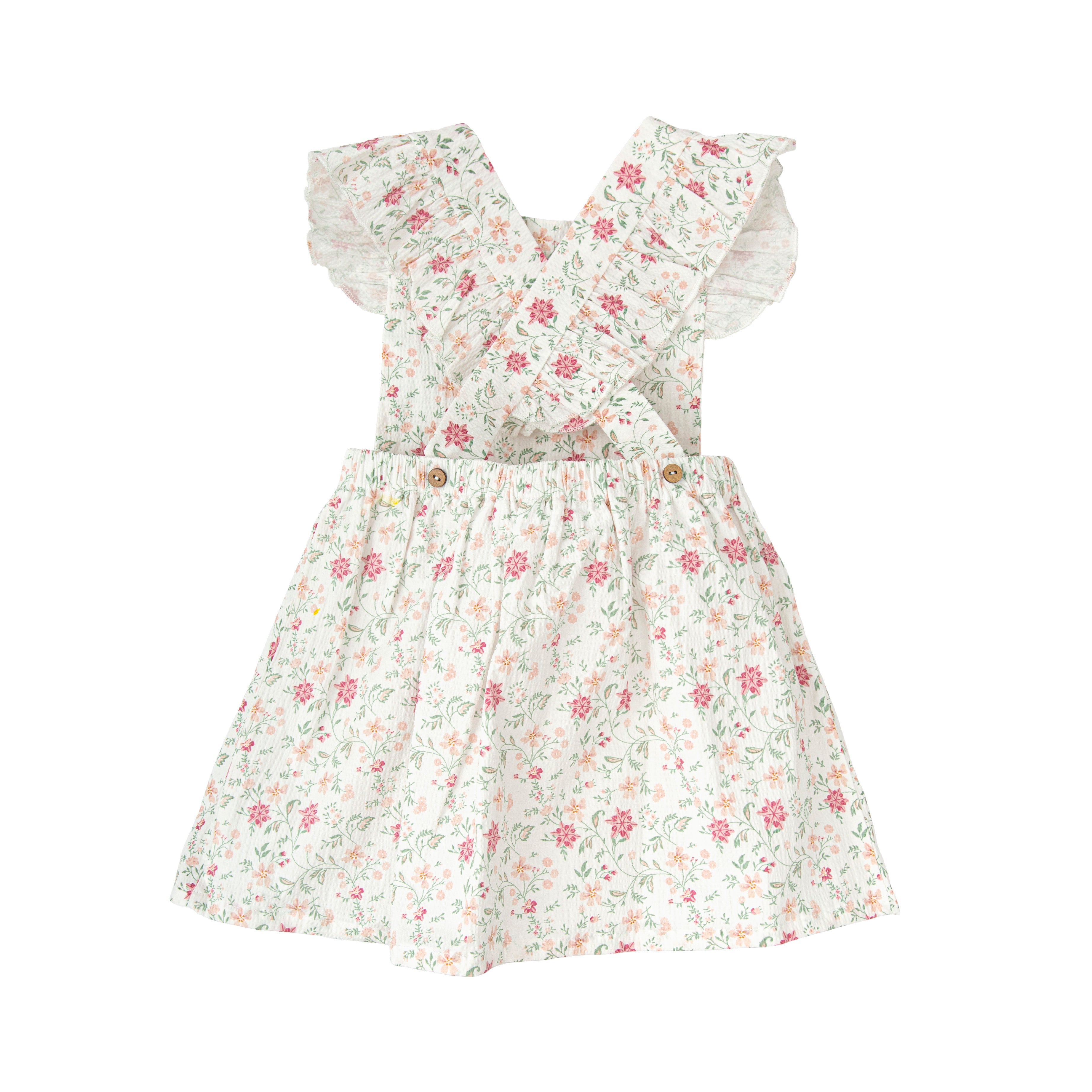 White Floral Apron Dress (Kid)