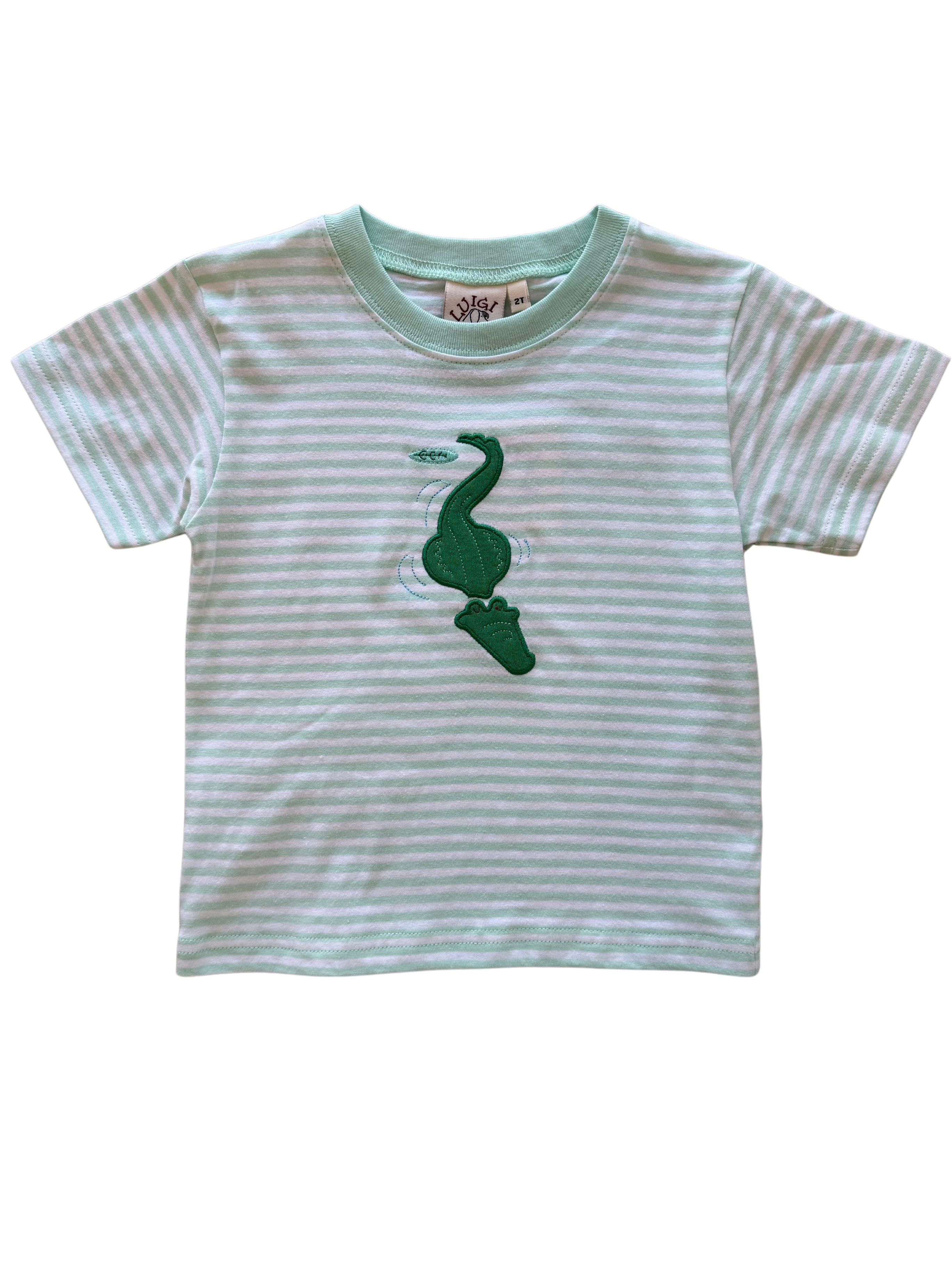 Mint Stripe Alligator Top (Toddler)