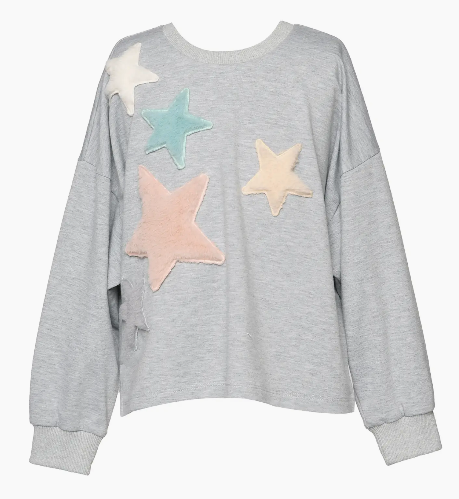 Sweatshirt with Faux Stars Applique