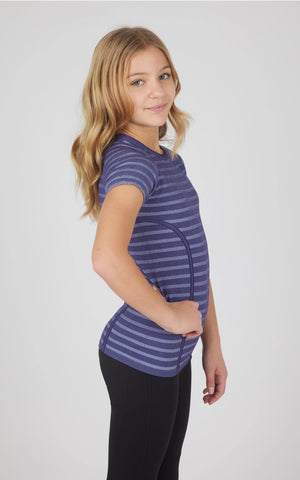 Girls Stripe Seamless Crewneck Short-Sleeve Everyday Tee