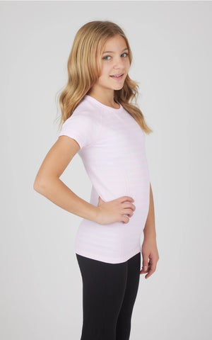 Girls Stripe Seamless Crewneck Short-Sleeve Everyday Tee